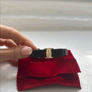 Salvatore Ferragamo Black Leather Wrap Bracelet Bracelet